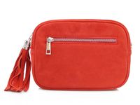 VERA PELLE torebka damska zamszowa listonoszka z paskiem V310 czerwona