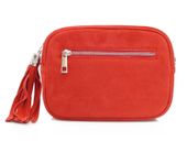 VERA PELLE torebka damska zamszowa listonoszka z paskiem V310 czerwona