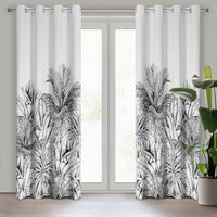 Zasłona gotowa na przelotkach NERINA 140x250 biała z czarnym motywem