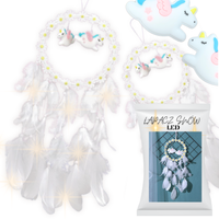 Łapacz snów jednorożec dzieci makrama ozdoba pióra biała dekoracja prezent