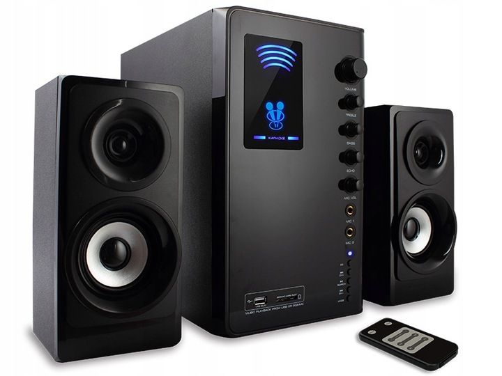 GŁOŚNIKI KOMPUTEROWE 2.1 DO KOMPUTERA SUBWOOFER Z PILOTEM Z BLUETOOTH i USB zdjęcie 1