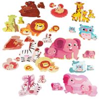 Kolorowa układanka puzzle dla dzieci 7w1 Zwierzątka Mama i dziecko