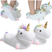 kapcie pluszowe białe jednorożce kapcie bambosze unisex uniwersalne ciepłe