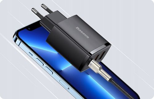 BASEUS SZYBKA ŁADOWARKA SIECIOWA DO TELEFONU 3X USB USB-C 30W PD QC 3.0 AFC na Arena.pl