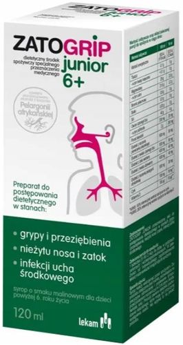 Zatogrip Junior Czarny Bez Pelargonia Afrykańska Wspiera Odpornosć 120 ml na Arena.pl
