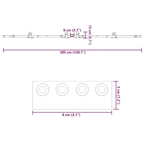 System do montażu drzwi przesuwnych, 305 cm, stal, czarny na Arena.pl