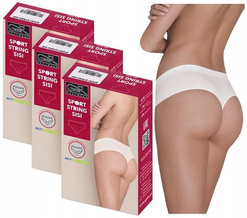 3 X GATTA BEZSZWOWE SPORTOWE STRINGI SISI BIAŁE XL na Arena.pl