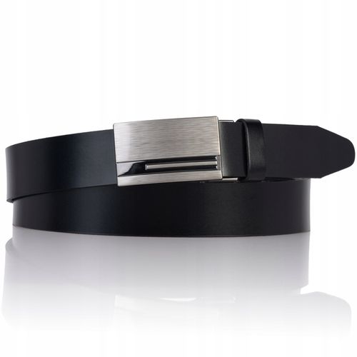 Pasek SKÓRZANY męski Klamra automat CZARNY spodni na Arena.pl