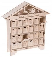 KALENDARZ ADWENTOWY dla dzieci drewniany DOMEK na święta Z IMIENIEM ozdoba