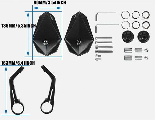 Lusterko motocyklowe FENRIR E24 CNC czarne na kierownicę POWYSTAWOWY na Arena.pl