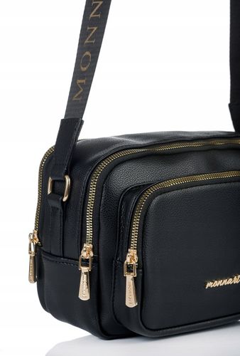MONNARI Torebka na ramię LISTONOSZKA Pojemna DWUKOMOROWA PASEK LOGO PREMIUM na Arena.pl