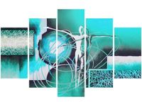 70 100CM OBRAZ 5 ELEM TAŃCZĄCE POSTACIE NIEBIESKIM DRUK PŁÓTNO