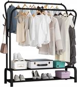 WIESZAK NA UBRANIA CIUCHY DUŻY STOJAK STOJĄCY PODWÓJNY LOFTOWY CZARNY