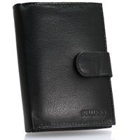 skórzany portfel męski z systemem antykradzieżowym czarny