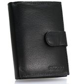 skórzany portfel męski z systemem antykradzieżowym czarny