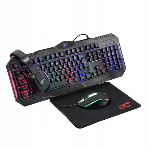 KLAWIATURA MYSZKA PODKŁADKA MIKROFON SŁUCHAWKI ZESTAW GAMINGOWY 4W1 PREZENT na Arena.pl