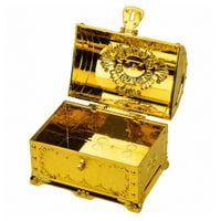 DLA DZIECI ZŁOTY  KUFEREK Z KŁÓDKĄ I KLUCZYKAMI