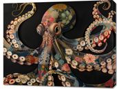 Obraz 90x70cm Ośmiornica W Czerni