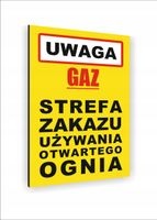 Tabliczka znak informacyjny dibond 20X15 UWAGA GAZ