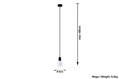 Lampa Wisząca EDISON Czarna na Arena.pl