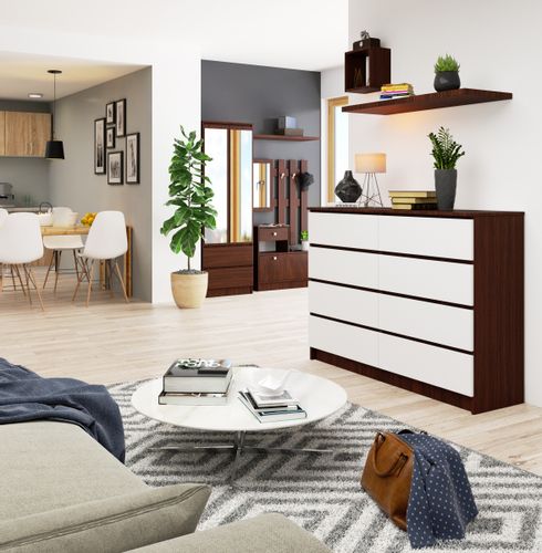 KOMODA K 140 cm 8 SZUFLAD WENGE / BIAŁA na Arena.pl