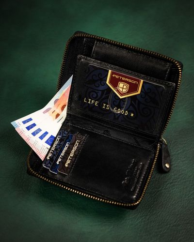 kompaktowy portfel męski na suwak carbon - peterson na Arena.pl