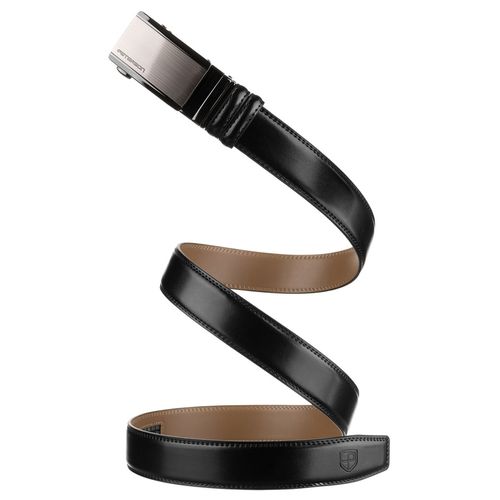 czarny pasek męski z automatyczną klamrą wykonany ze skóry naturalnej na Arena.pl