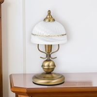 Retro lampa stołowa Flossi szklana do sypialni vintage brąz biała