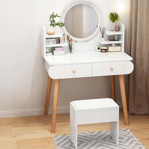 TOALETKA KOSMETYCZNA Z LUSTREM MAKIJAŻ BIAŁA DUŻA SKANDYNAWSKA LOFT na Arena.pl