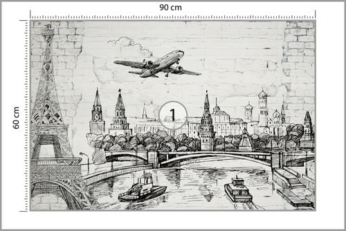 Fototapeta Światowe ZABYTKI Wieża Eiffla Ceglany Mur 90cm x 60cm na Arena.pl