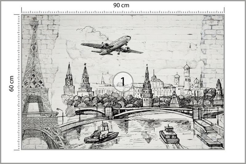 Fototapeta Światowe ZABYTKI Wieża Eiffla Ceglany Mur 90cm x 60cm zdjęcie 2