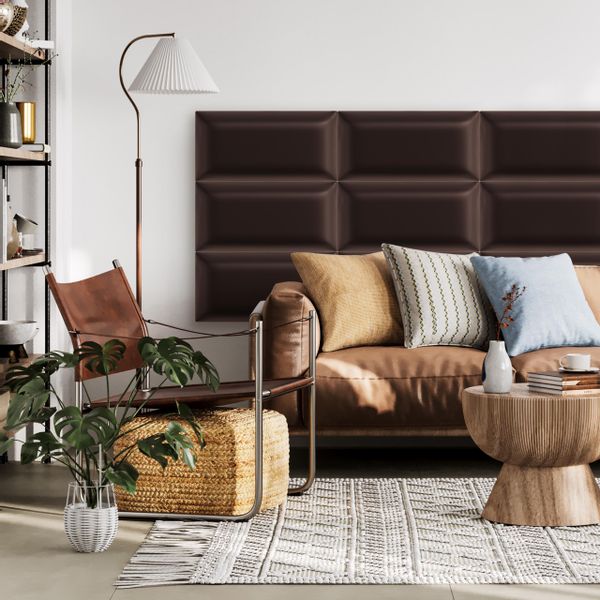 PANELE TAPICEROWANE ŚCIENNE EKO SKÓRA WEZGŁOWIE 3D 100cm x 20cm zdjęcie 4