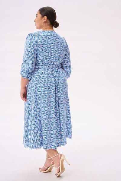 Blue shadow urocza sukienka TINA 42 niebieski wzór boho wiskoza zdjęcie 3