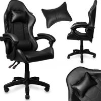 Fotel gamingowy krzesło obrotowe ekoskóra czarny