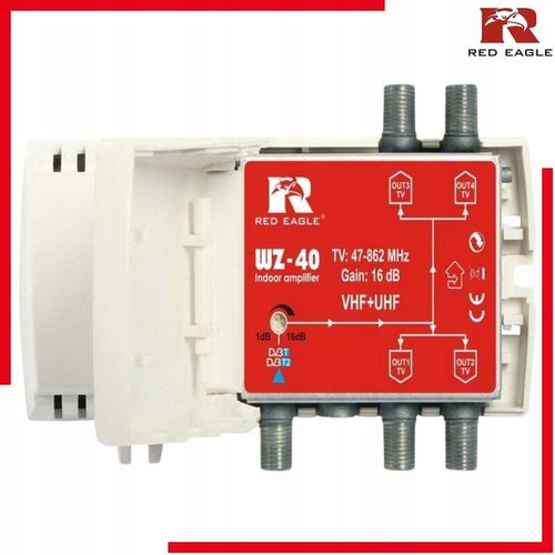 Wzmacniacz Antenowy TV Naziemnej Red Eagle WZ-40 Sygnału DVB-T2 na Arena.pl