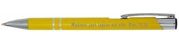 Długopis Mądrość jest lepsza niż siła ... żółty