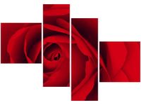 100 70CM OBRAZ 4 ELEM CZEWONA RÓŻA DRUK PŁÓTNO RAMA