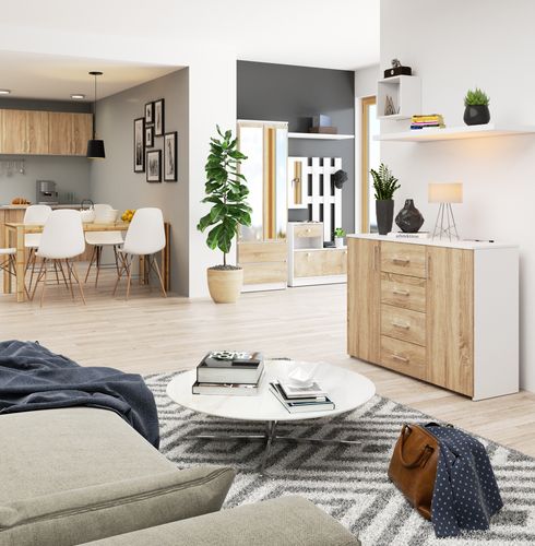 KOMODA K 45 110 cm BIAŁA / SONOMA na Arena.pl