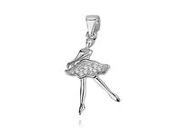 Rodowany srebrny wisior wisiorek baletnica tancerka cyrkonia białe cyrkonie srebro 925 Z1040C
