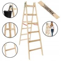 Drabina rozstawna drewniana malarska 2x6 150kg 3,35m + hak LADDERMAN