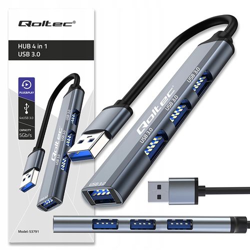 Qoltec Hub Adapter Rozdzielacz USB-C 3.0 4w1 4x USB 3.0 5Gb/s Szybki na Arena.pl