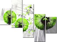 100 75CM OBRAZ 5 ELEM DMUCHAWCE KOLORZE LIMONKI ŚCIENNY