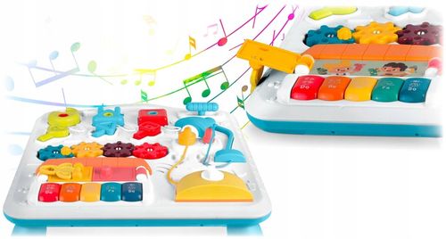 STOLIK EDUKACYJNY INTERAKTYWNY DLA DZIECI 5w1 TABLICA PANEL MUZYCZNY MUZYKA na Arena.pl