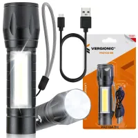 Vergionic latarka taktyczna led mocna akumulatorowa ładowana usb wojskowa