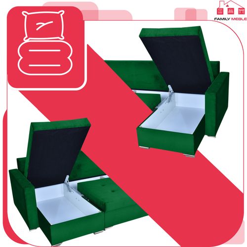 Narożnik Varius BIG rozkładany f spania pojemniki Family meble zieleń na Arena.pl