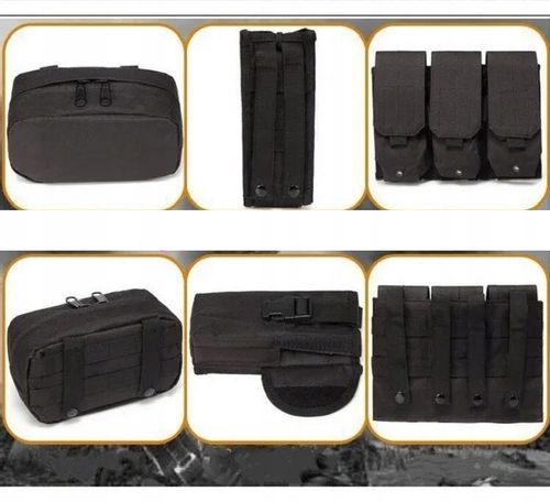 KAMIZELKA WOJSKOWA TAKTYCZNA WOJSKOWA Torby 600D MOLLE Black Camo na Arena.pl