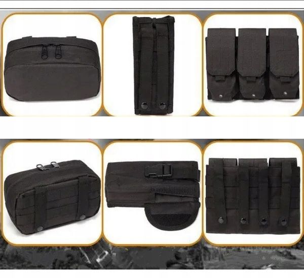 KAMIZELKA WOJSKOWA TAKTYCZNA WOJSKOWA Torby 600D MOLLE Black Camo zdjęcie 11