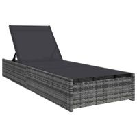 Leżak z poduszką 1-osoba Szary 60 x 200 x 27cm polirattan