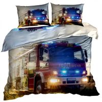 Pościel 3D bawełna satyna 200x220cm WÓZ STRAŻACKI. STRAŻ POŻARNA