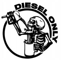 Naklejka Wlepka na Samochód Motor Wlew Paliwa DIESEL ONLY Kościotrup Skull